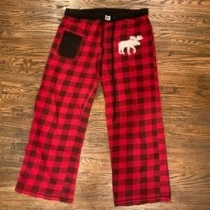 Lazy one pocket buffalo plaid moose pajamas